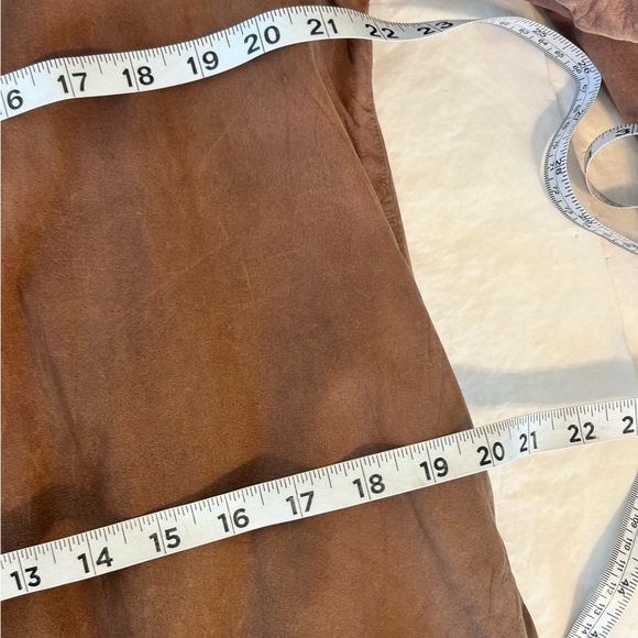 Split Ends 90s Brown Leather Duster Trench Coat size L - Picture 11 of 14